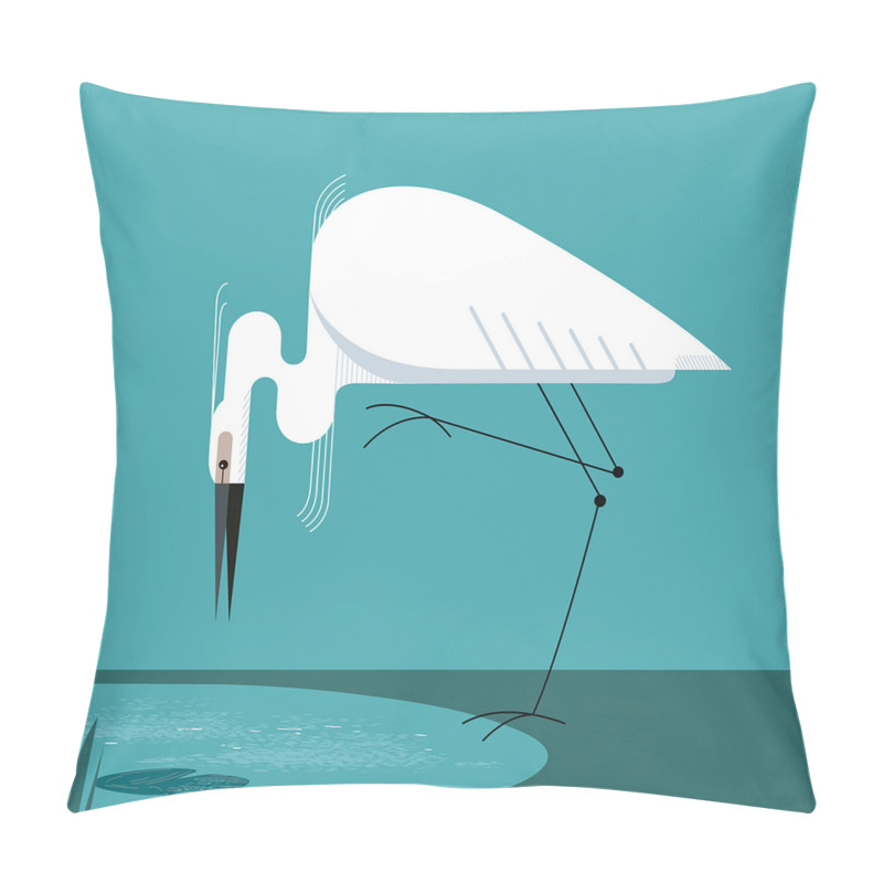 Customizable  Bird Stands on Lake Shore pillow covers