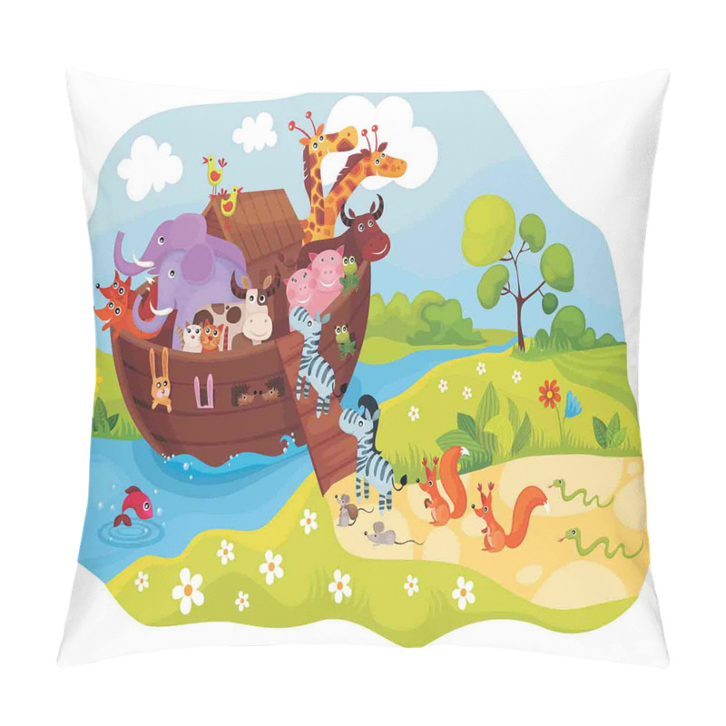 Customizable  Animals Boarding Ark Motif pillow covers
