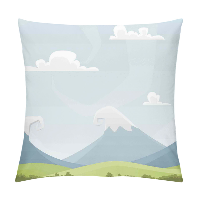 Custom  Cartoon Mountains Idyllic pillow covers