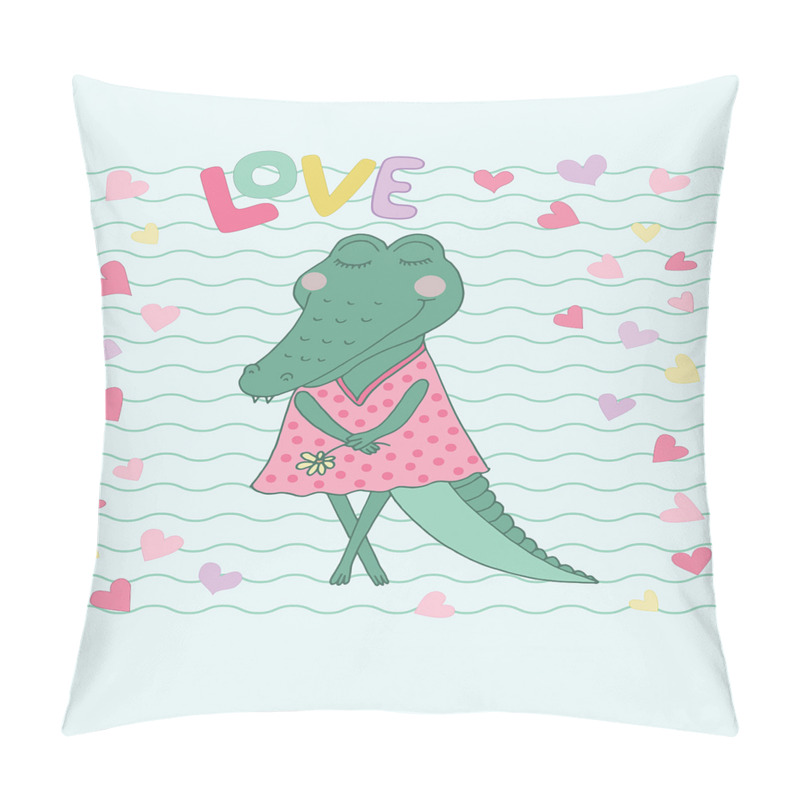 Personality  Female Crocodile with Love pillow covers
