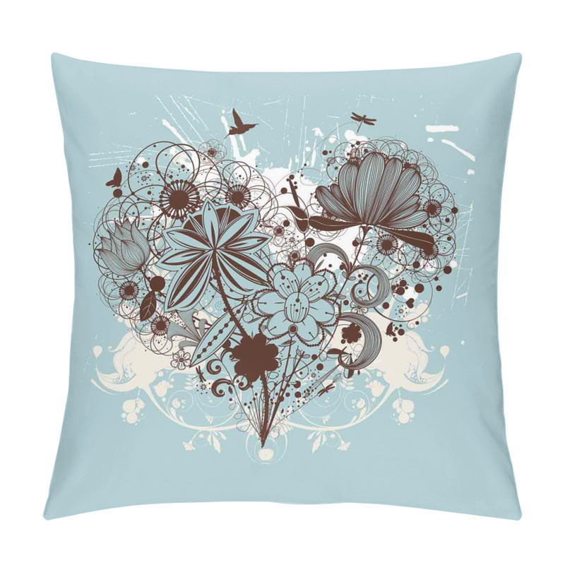 Customizable Heart Shape with Dragonflies pillow covers