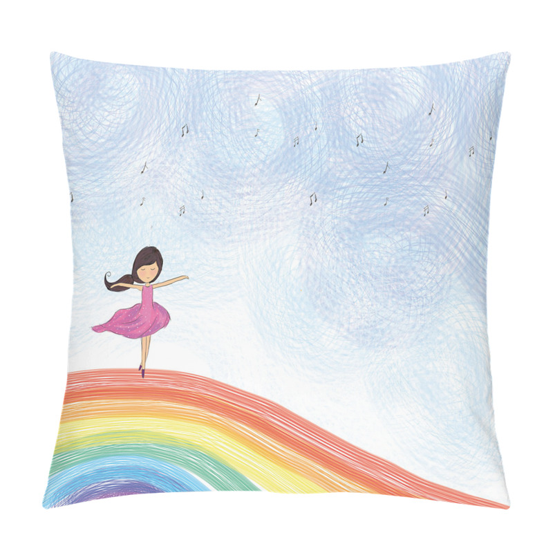 Personalise  Girl Dances on Rainbow pillow covers