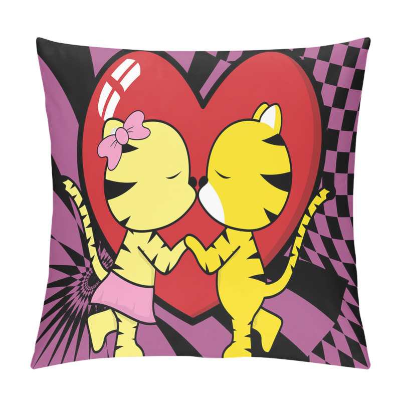 Personalise  Cartoon Tigers Heart pillow covers