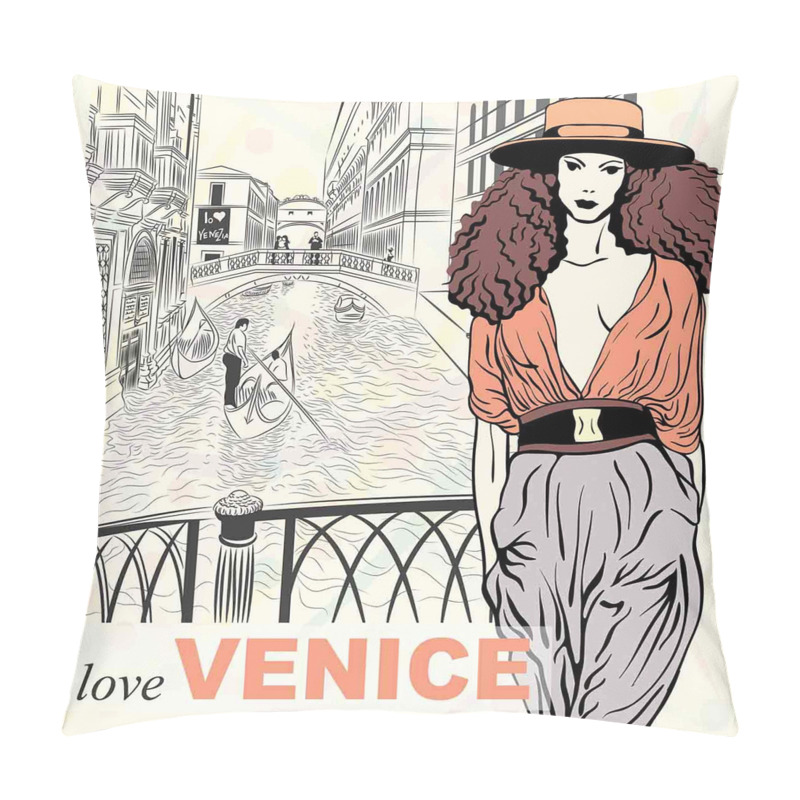 Personalise  Fashion Girl Canal Italy pillow covers