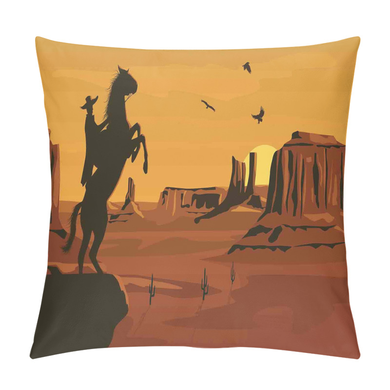 Custom  Sunset Scene and Cowboy pillow covers