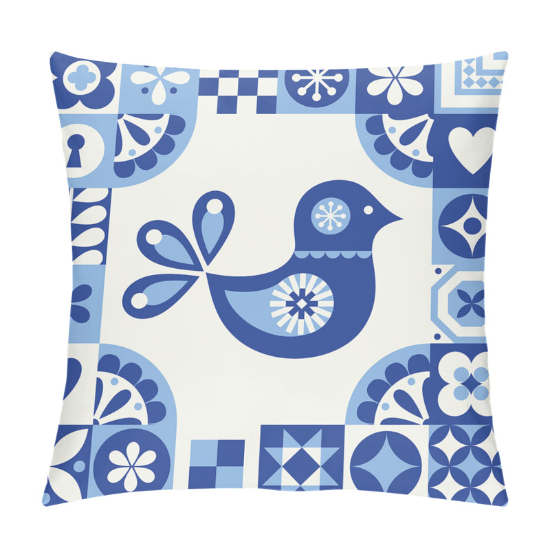 Custom  Azulejo with Bird pillow covers