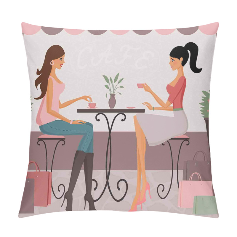 Custom  Women Having Coffee pillow covers