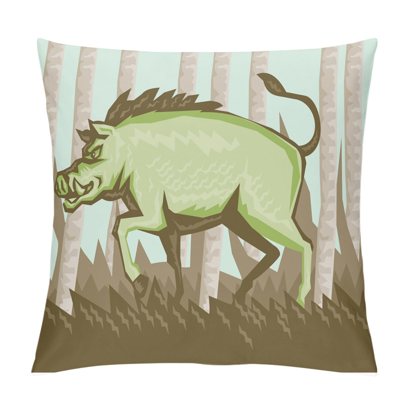Personalise  Vintage Pig Boar in Woods pillow covers