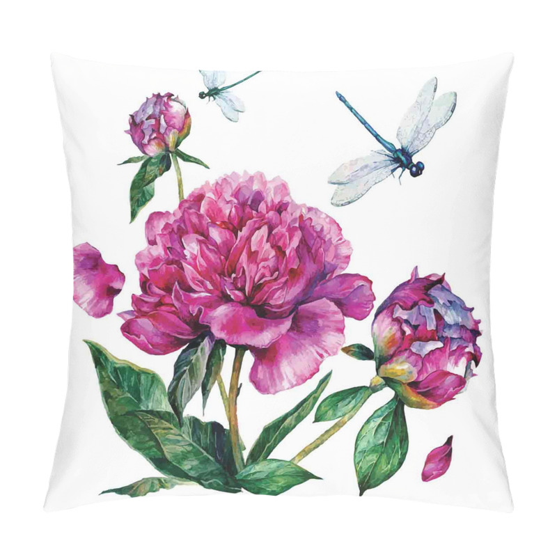 Custom  Peonies and Dragonflies pillow covers