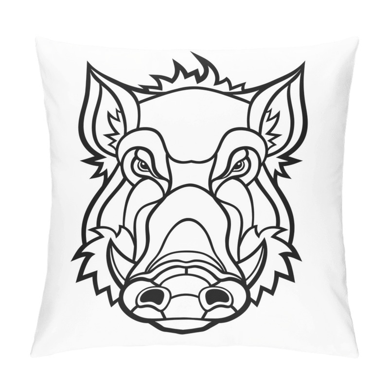 Personalise  Uncolored Wild BoarHead pillow covers