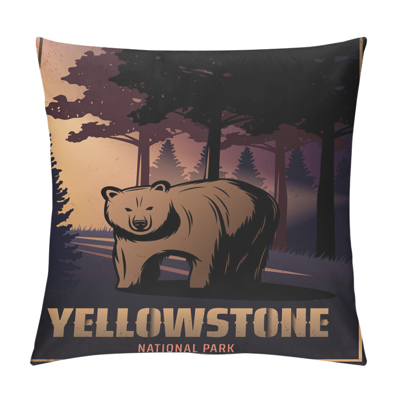 Personality  Bear at Yellowstone Forest pillow covers