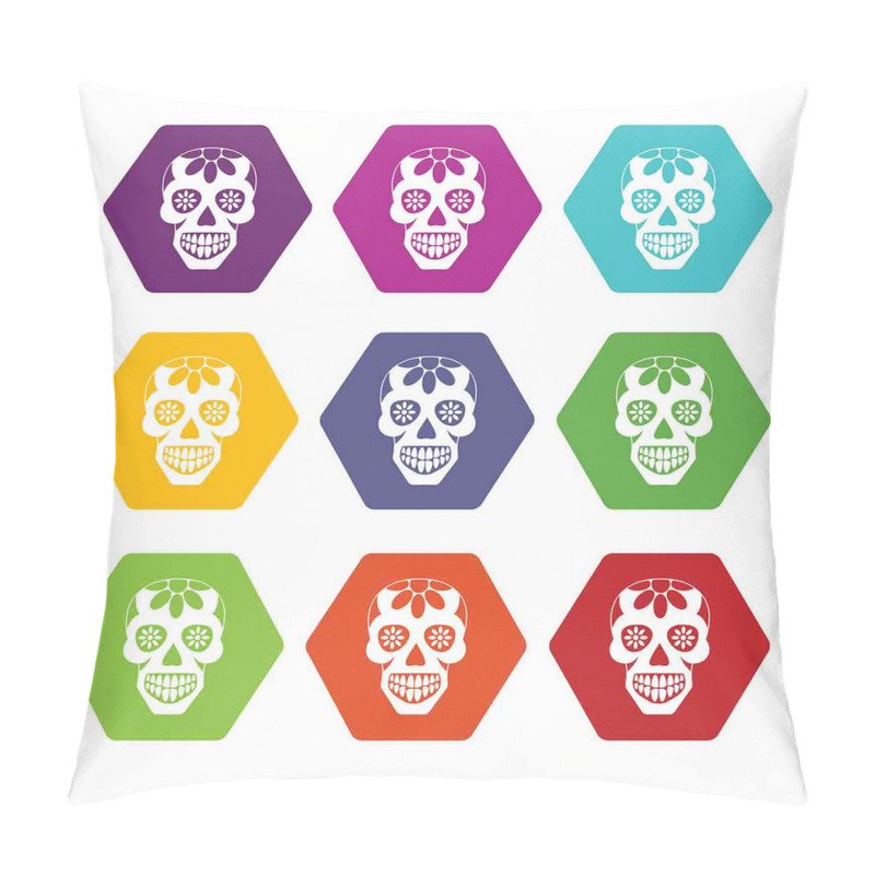 Customizable Hexagon Tiles Skull pillow covers