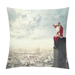Personalise  Santa Sits On Chimney Pillow Covers
