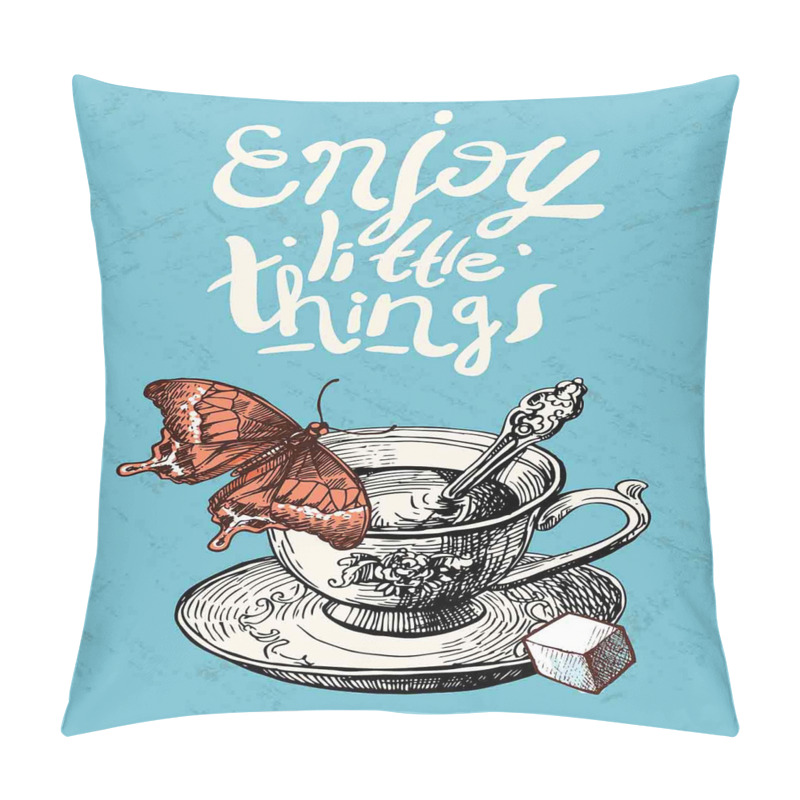 Personalise  Antique Tea Cup Sketch pillow covers