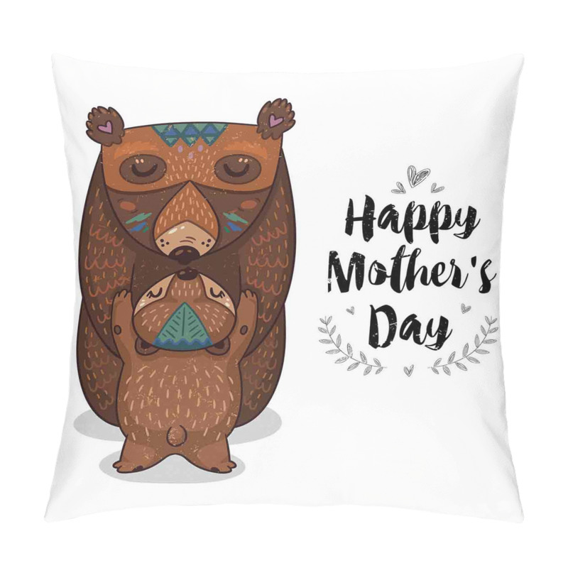 Customizable Mom and Baby Bear Hug pillow covers
