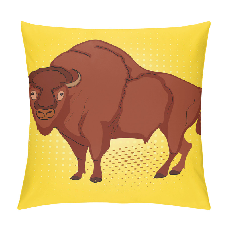 Personalise  Comic Book Drawn Bison pillow covers