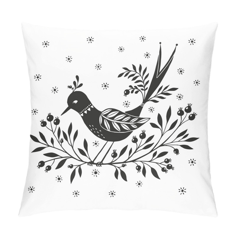 Personalise  Bird on Thin Berry Branch pillow covers