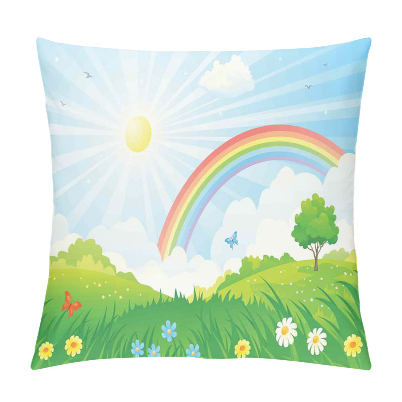 Custom  Sun and Rainbow Flowers pillow covers