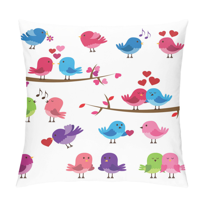 Personalise  Colorful Birds Love Pattern pillow covers