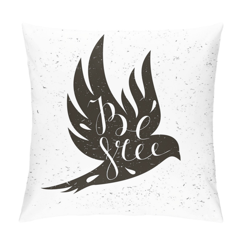 Customizable  Be Free Text on Flying Bird pillow covers