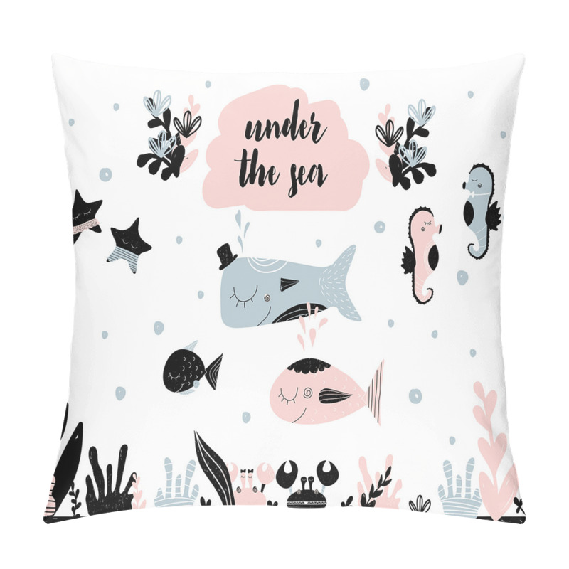 Customizable  Under the Sea Fauna Cartoon pillow covers