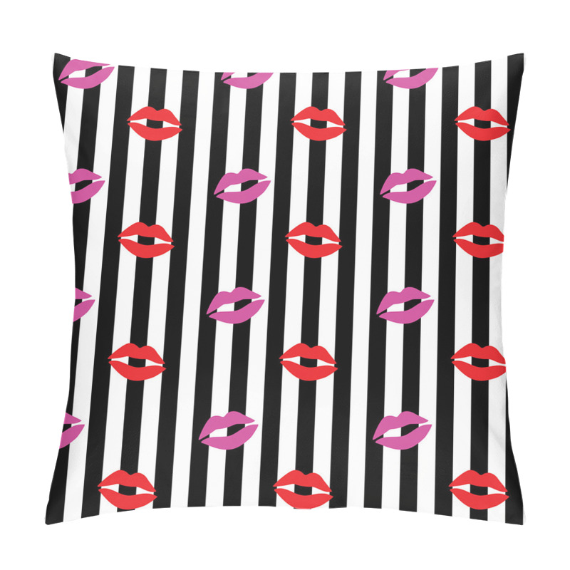 Personalise  Lipstick Prints on Stripes pillow covers