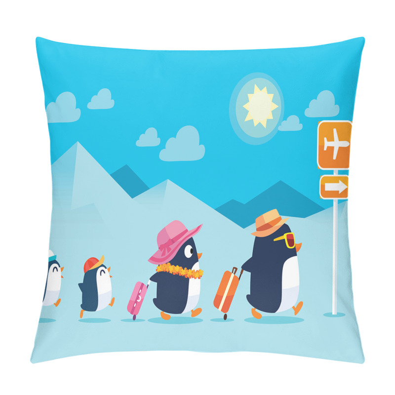 Custom  Funny Penguin Family Trip pillow covers
