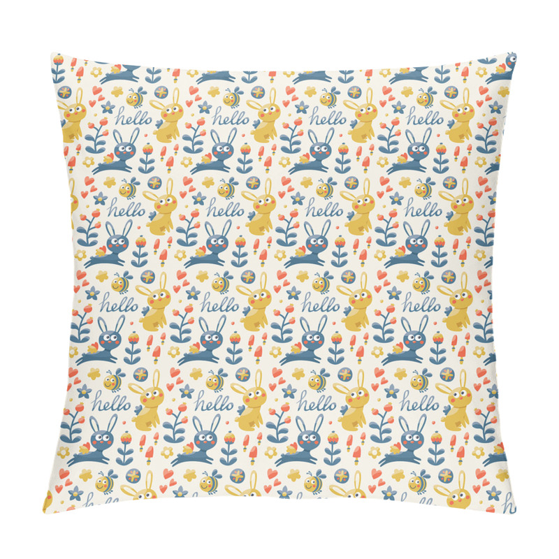 Personalise  Bunny and Bee Hello pillow covers