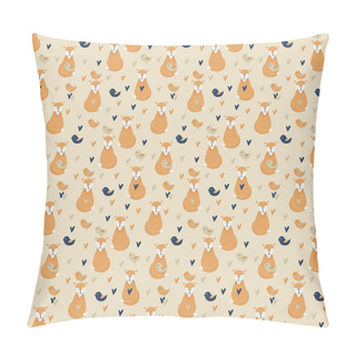 Personalise  Foxes Birds Hearts Pillow Covers
