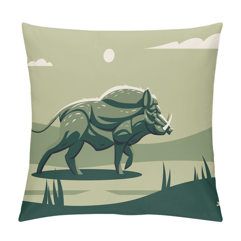 Personalise  Wild Boar with Tusks Art pillow covers