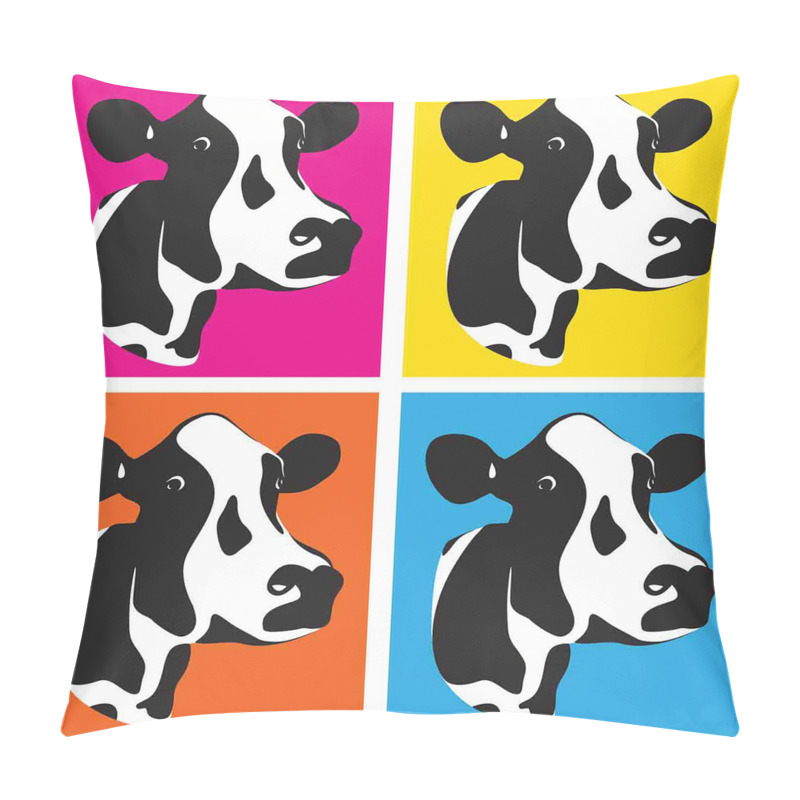 Personalise Pop Art Cow Heads Image pillow covers