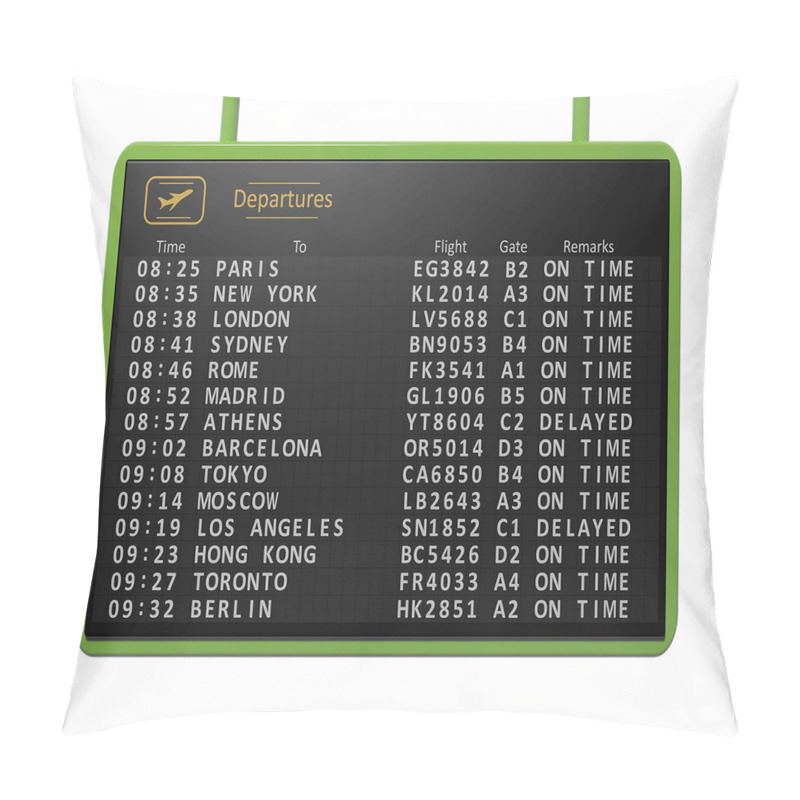 Customizable  Flight List Departure Board pillow covers