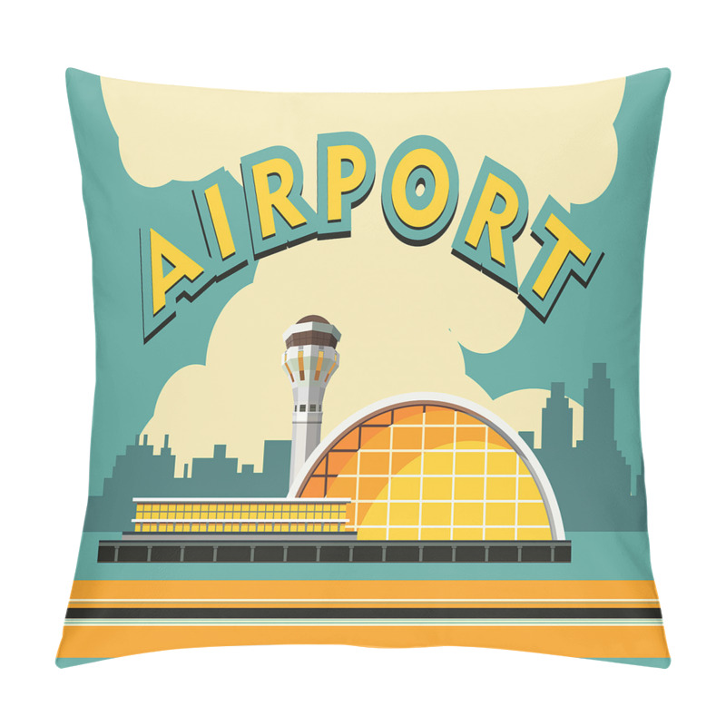 Personalise  Nostalgic Airport Building pillow covers