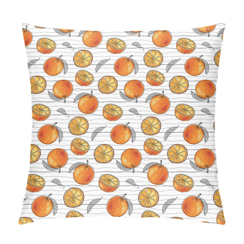 Customizable  Sketch Lines and Oranges pillow covers