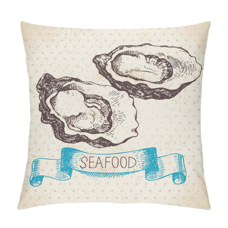 Customizable  Sketch Virginica Oyster pillow covers