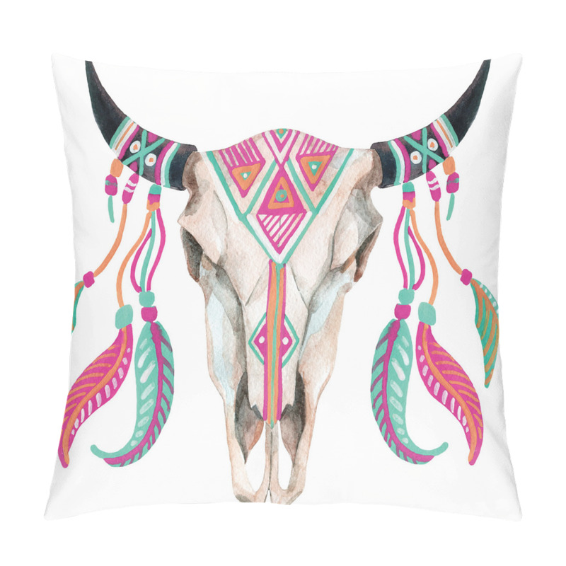 Personalise  Bull Skull and Feathers pillow covers