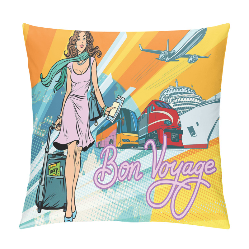Personalise  Retro Passenger Woman Art pillow covers