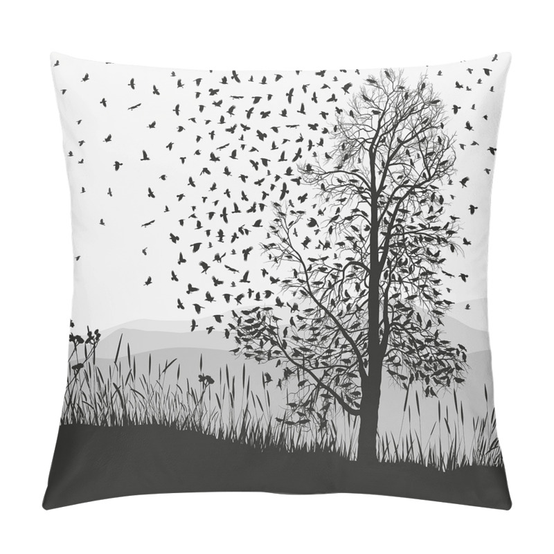 Customizable  Murder of Crows on Tree pillow covers