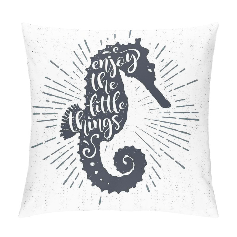 Personalise  Uplifting Phrase Seahorse pillow covers
