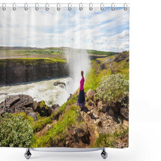 Personality  Gullfoss Waterfall In Iceland Shower Curtains