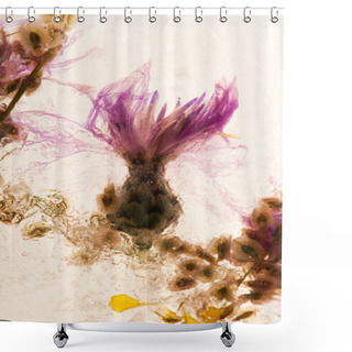 Personality  Frozen Flowers. Blossoms In The Ice Cube Shower Curtains