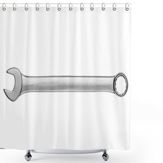 Personality  Spanner Wrench On White Background. Shower Curtains