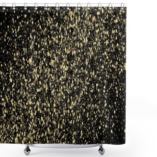Personality  Gold Confetti Shower On Black. VIP Gold, Silver Glitter Winter Confetti. Expensive New Year Christmas Celebration Decoration. Golden Oil Bubbles, Omega 3 Vitamins. Golden Omega 3 Oil Bubbles Shower Curtains