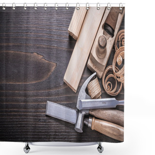 Personality  Hammer, Metal Chisels And Curled Shavings Shower Curtains