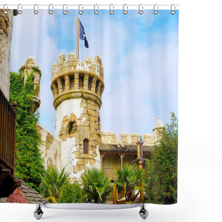 Personality  Pirate Fortess With A Flag Shower Curtains