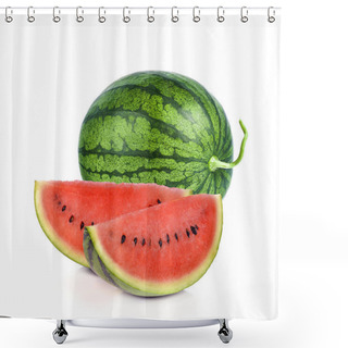 Personality  Water Melon Isolated On White Background Shower Curtains