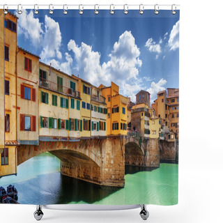 Personality  Side View Of Medieval Bridge Ponte Vecchio In Florence, Italy Shower Curtains