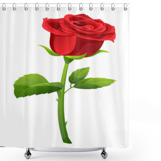 Personality  Single Red Rose Vector Illustration Isolated On White Background Shower Curtains