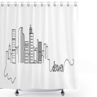 Personality  Denver City Skyline Doodle Sign Shower Curtains