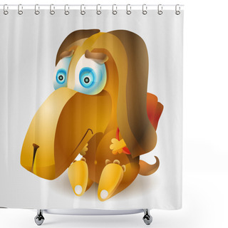 Personality  A Vector Illustration Of Cartoon Dog With Backpack. Shower Curtains